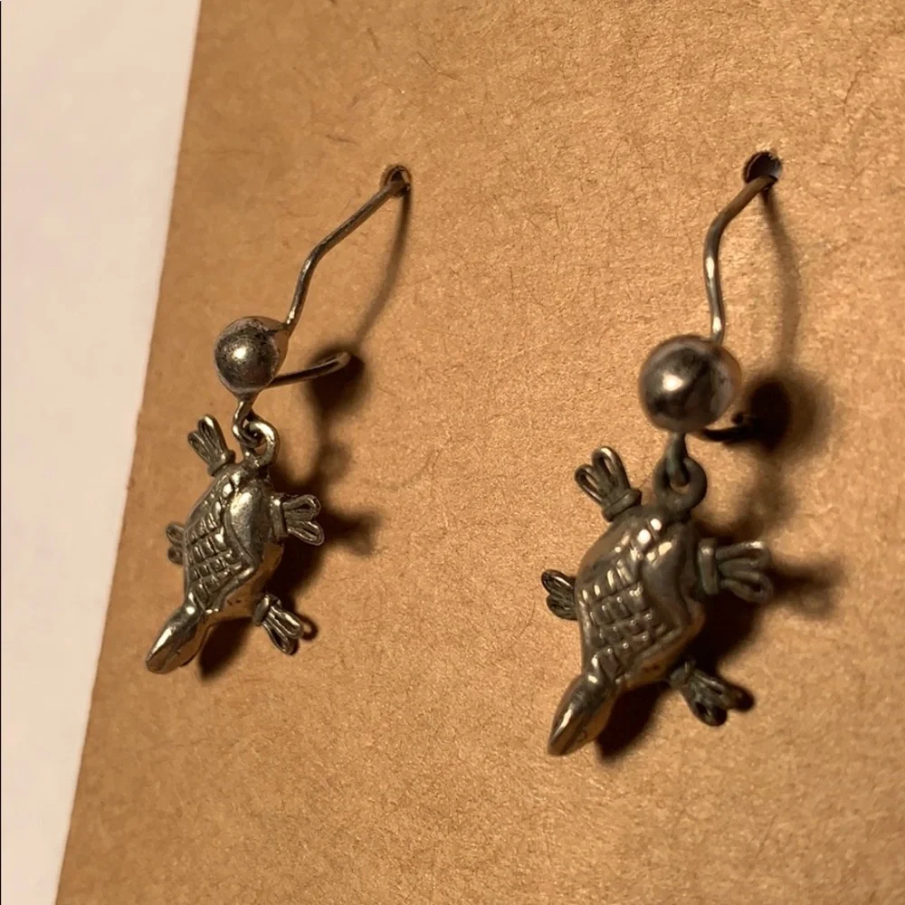 Sterling Silver handmade sea turtle earrings - Picture 7 of 9